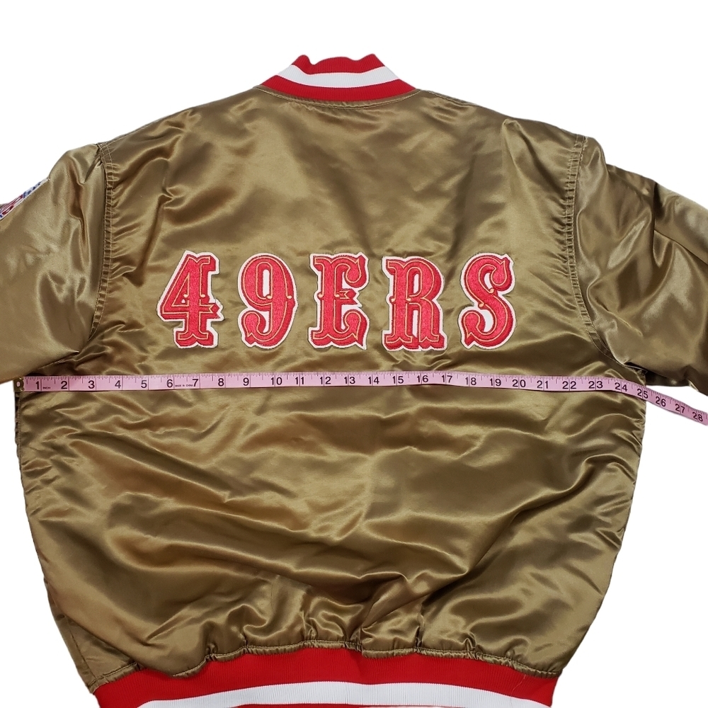 Vtg San Francisco 49ers Starter Jacket Gold Satin Bomber Sz L Old School 80s 90s - Picture 14 of 17